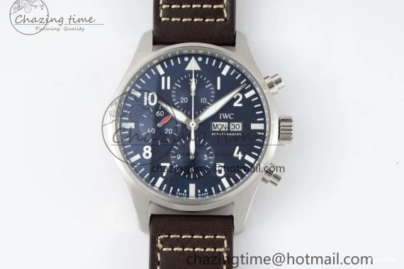 MIROTIME 0520 Pilot Chrono SS AZF 1:1 Best Edition Blue Dial on Brown Leather Strap A TimelessDesign 7060